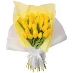 Букет из 25 ярко желтых тюльпанов